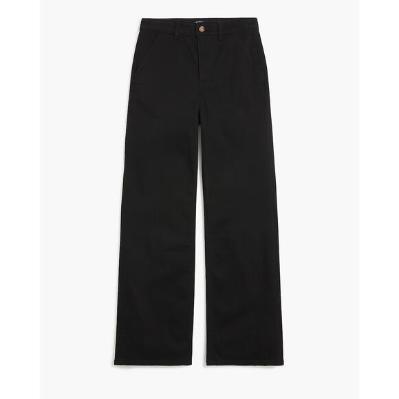 J. Crew Factory Black Wide-Leg Denim Trouser Pant 35 CB665 Work Office Capsule